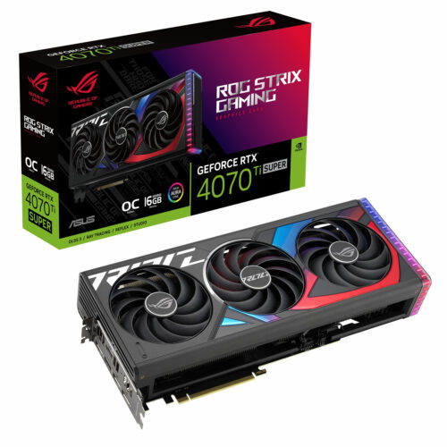 VGA Nvidia Geforce ASUS Rogstrix RTX 4070TI Super 12GB GDDR6X کارت گرافیک ایسوس ۴۰۷۰ti سوپر راگ استریکس ۱۲گیگابایت